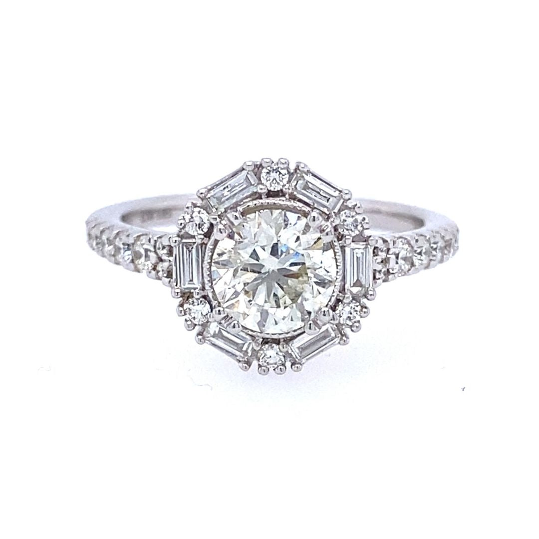 14KT WG 1.62CTW BAG/PAVE DIAMOND SEMI-MT(R1.12CT I1K CTR/.50CTW SEMI)