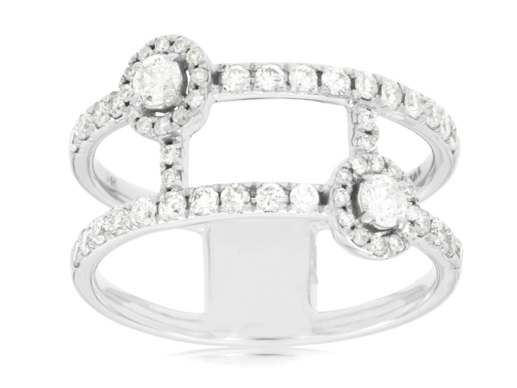 14K White Gold Round Diamond Fashion Ring