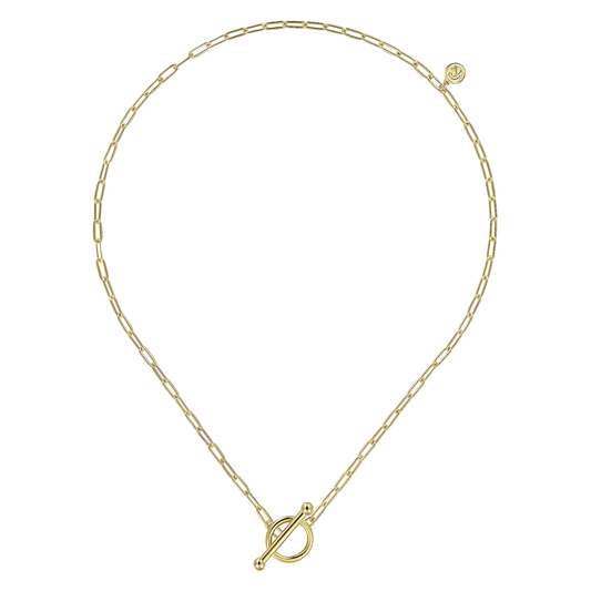 14K Yellow Gold Paperclip Toggle Necklace