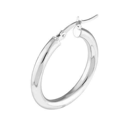 Sterling Silver 3mm x 25mm Polished Hoop Earrings