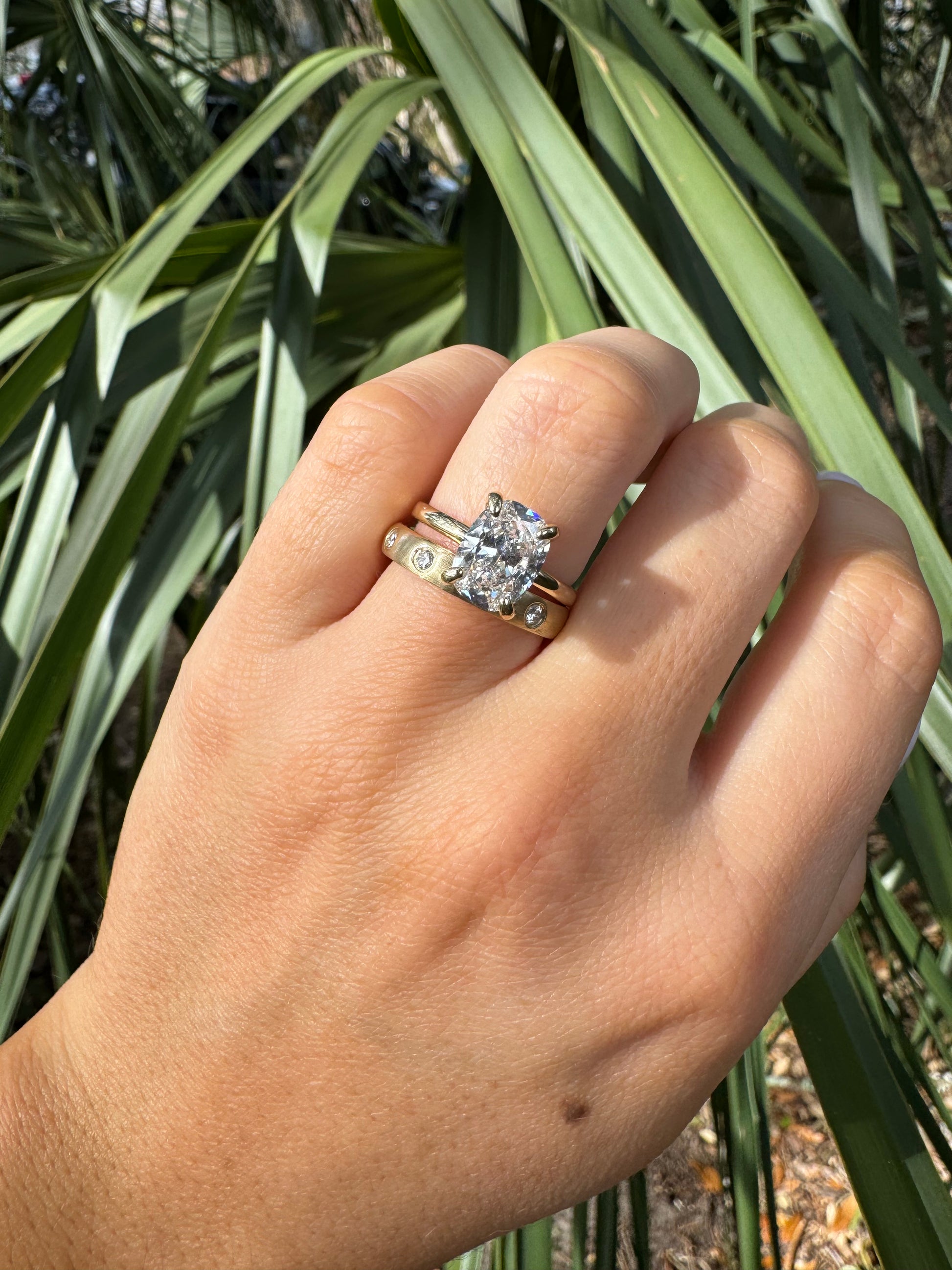 14K Yellow Gold Elongated Cushion Diamond Solitaire Engagement