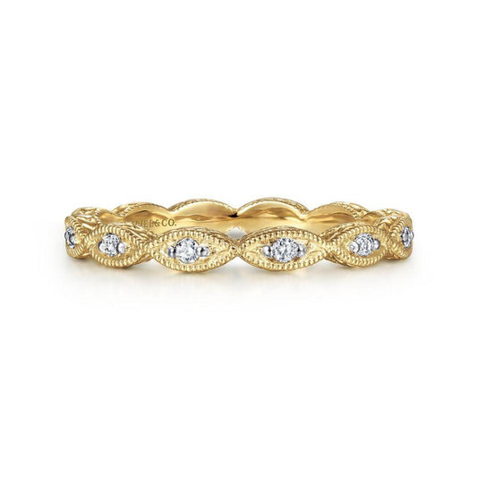 14K Yellow Gold Diamond Marquise Station Ring