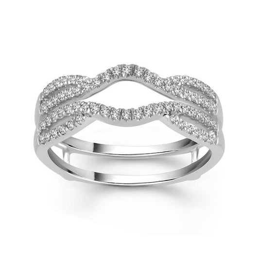 14K White Gold Diamond Ring Guard