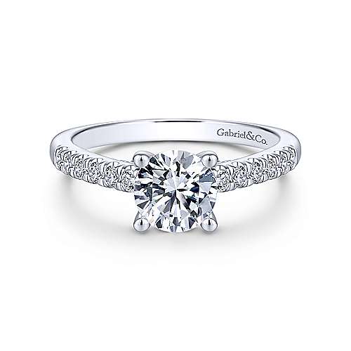 14K White Gold Round Diamond Engagement Ring