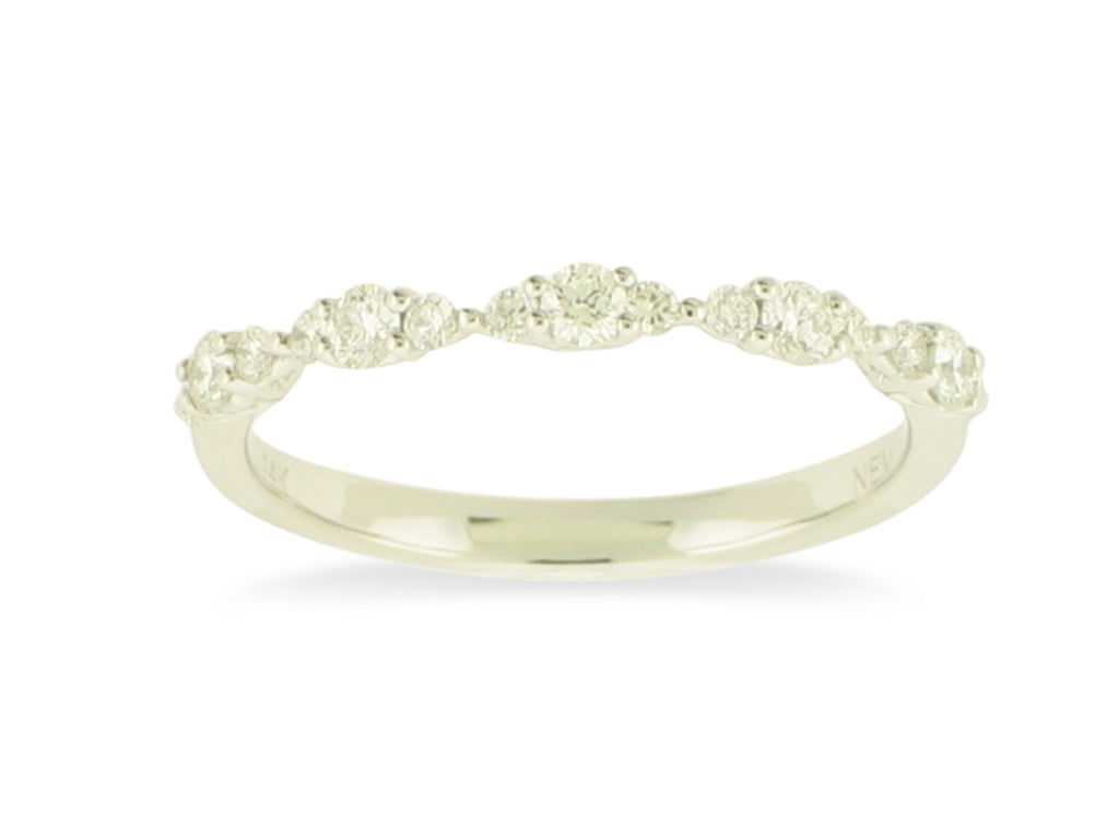 14K White Gold Segmented Diamond Stackable Ring