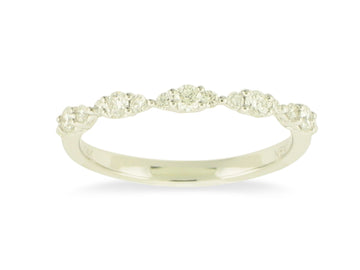 14K White Gold Segmented Diamond Stackable Ring