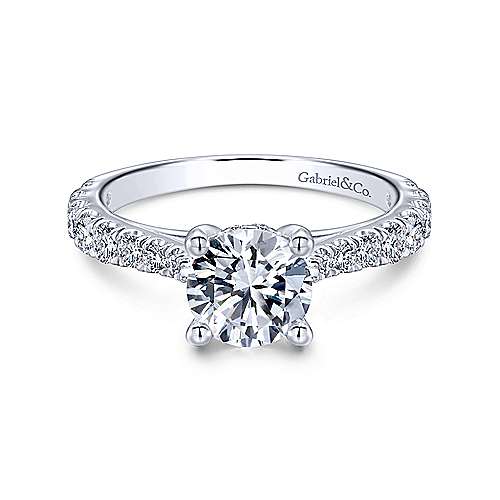 14K White Gold Round Diamond Engagement Ring