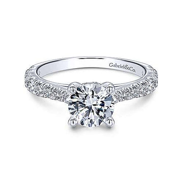 14K White Gold Round Diamond Engagement Ring