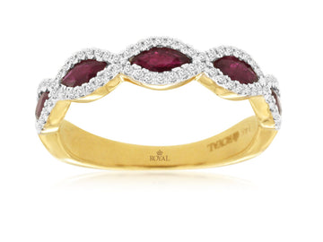 14K Yellow Gold Ruby and Diamond Stackable Band