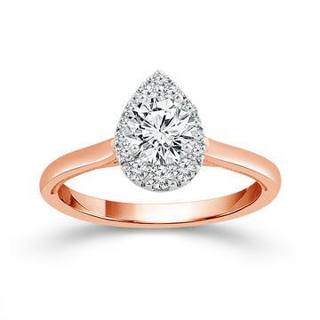 14k Two Tone Pear Shaped Cluster Ring