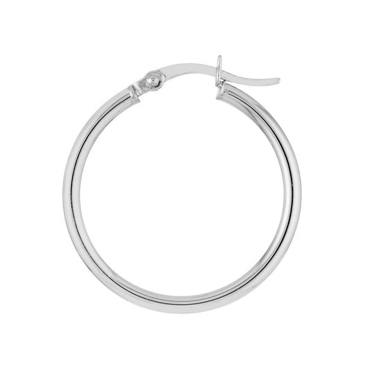 Sterling Silver 2mm x 25mm Polished Hoop Earrings