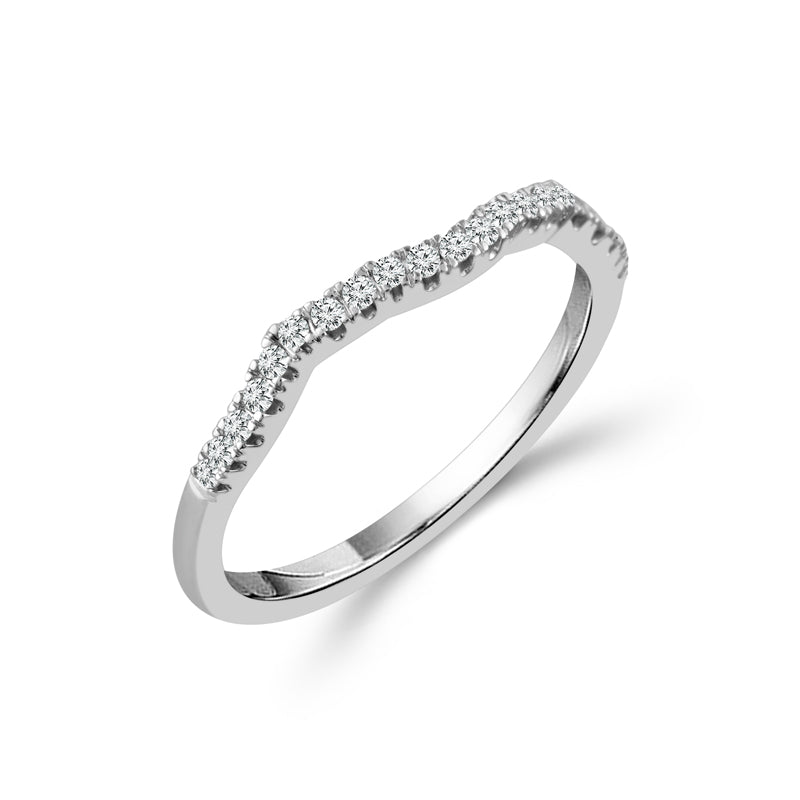 10K White Gold Pave Diamond Contour Wedding Band