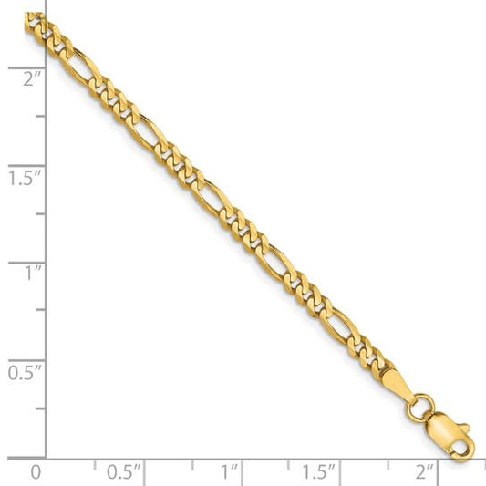 10K Yellow Gold 3mm Concave Figaro Anklet 10"