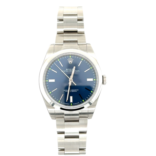 Gents Pre-owned Stainless Steel Rolex Oyster Perpetual with Blue Dial