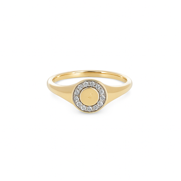 10K Yellow Gold Petite Bezel Diamond Signet Ring