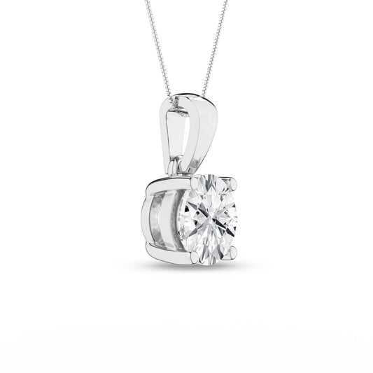 14K White Gold 2.07ct Lab Grown Round Diamond Solitaire Necklace