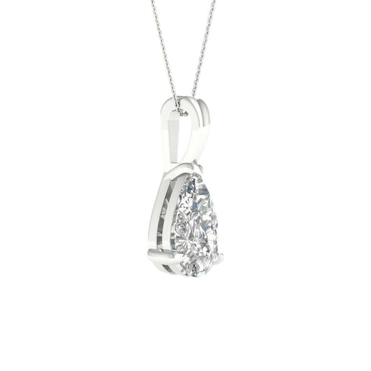 14K White Gold Lab Grown 1ct Pear Diamond Necklace