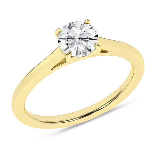 14K Yellow Gold Lab Grown 0.75ct Round Brilliant Cut Diamond Engagement Ring