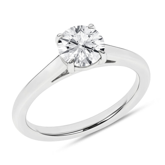 14K White Gold Lab Grown 1.25ct Round Diamond Solitaire Engagement Ring