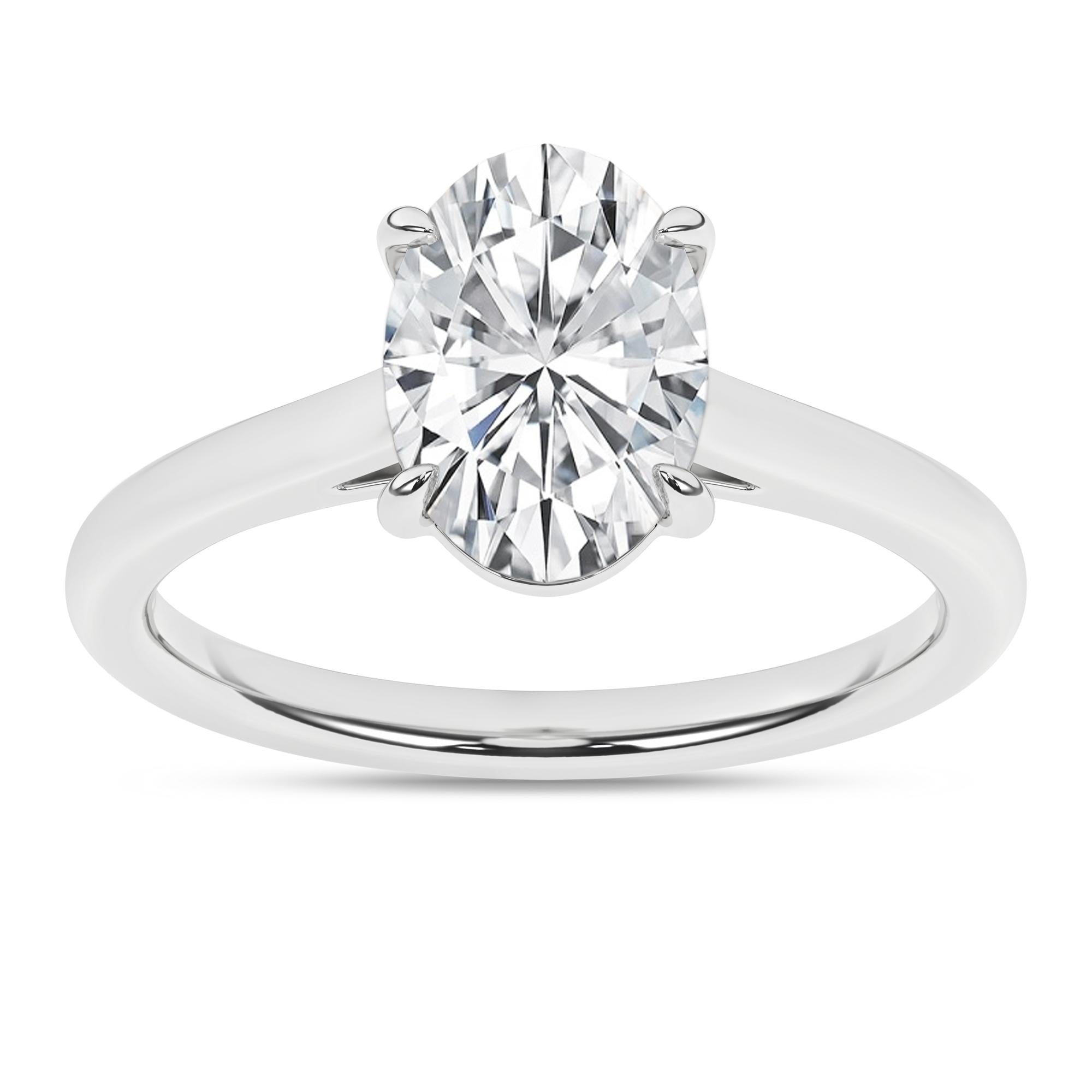 14K White Gold Lab Grown 2.01ct Oval Diamond Engagement Ring