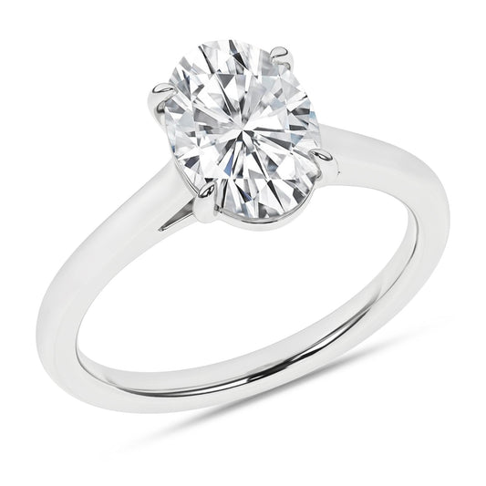 14K White Gold Lab Grown 2.01ct Oval Diamond Engagement Ring