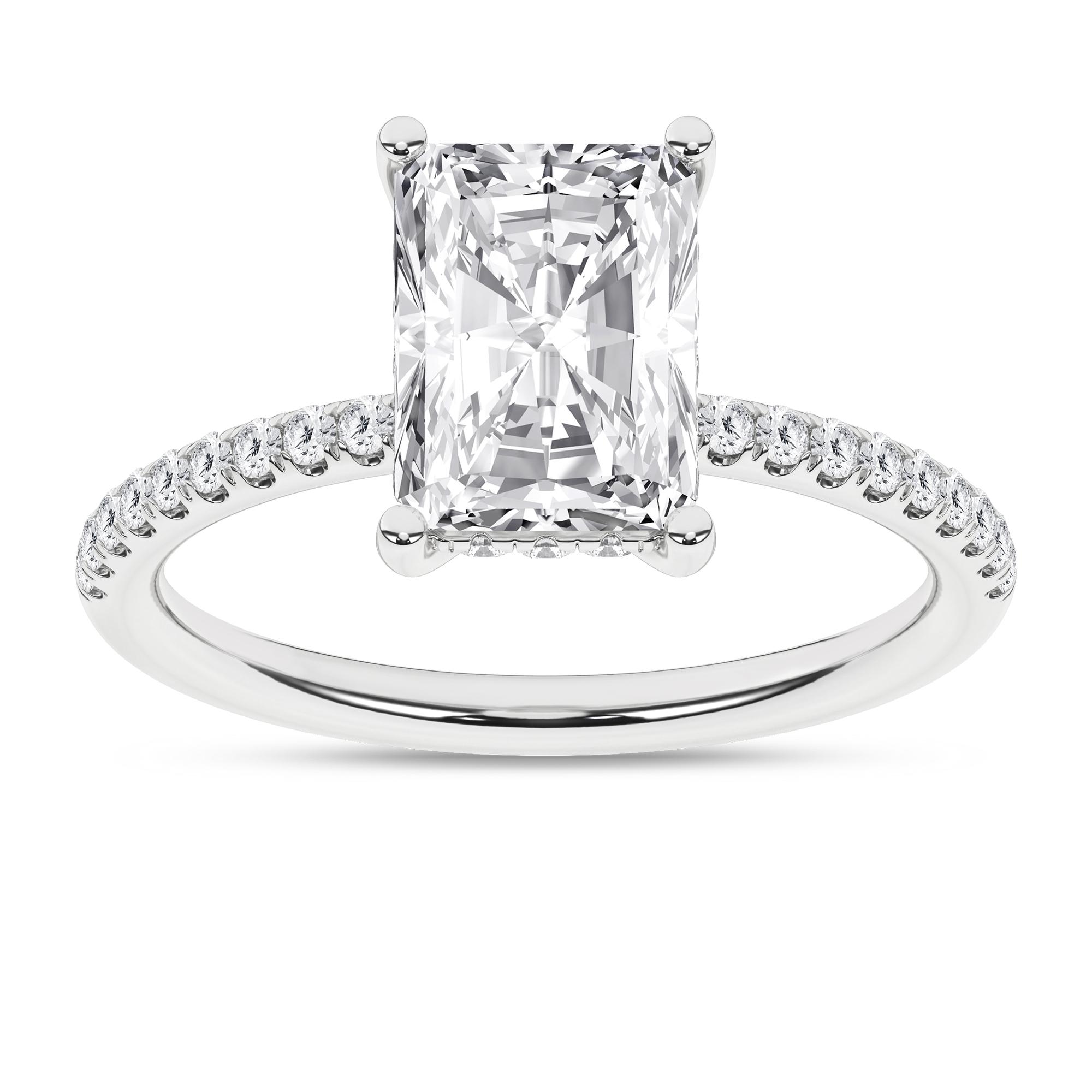 14K White Gold Lab Grown 2.78ctw Radiant Diamond Engagement Ring