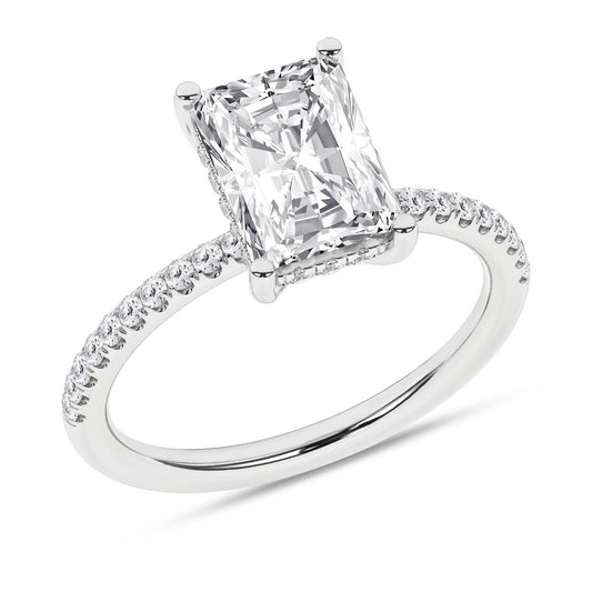 14K White Gold Lab Grown 2.78ctw Radiant Diamond Engagement Ring