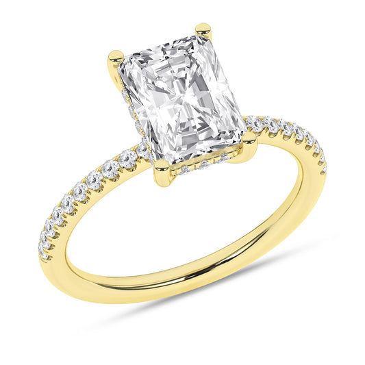 14K Yellow Gold Lab Grown 2.81ctw Radiant Diamond Engagement Ring