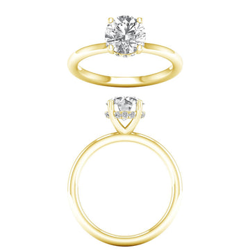 14K Yellow Gold Lab Grown 2.68ctw Round Diamond Hidden Halo Engagement Ring