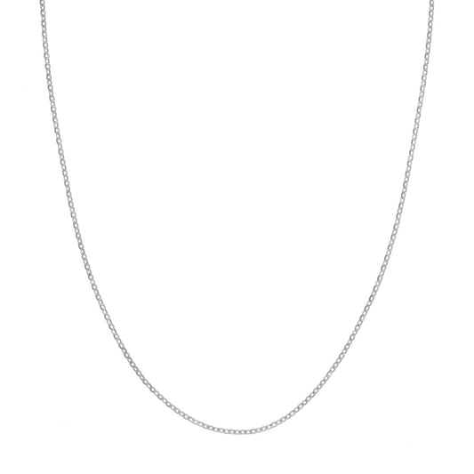 14K White Gold 18" Crystal Diamond Cut Cable Chain