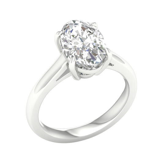14K White Gold Lab Grown 2.99ct Oval Solitaire Diamond Engagement Ring