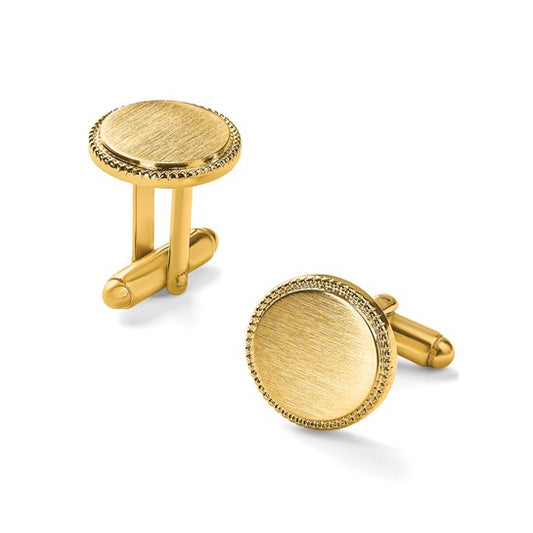 Gold-Plated Florentine Beaded Cuff Links