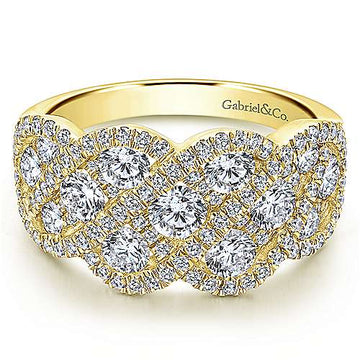 14K Yellow Gold Woven Diamond Statement Ring