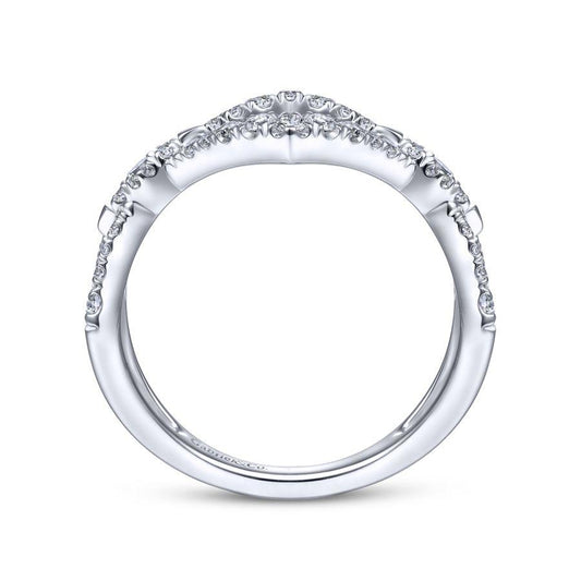 14K White Gold Twisted Diamond Ring