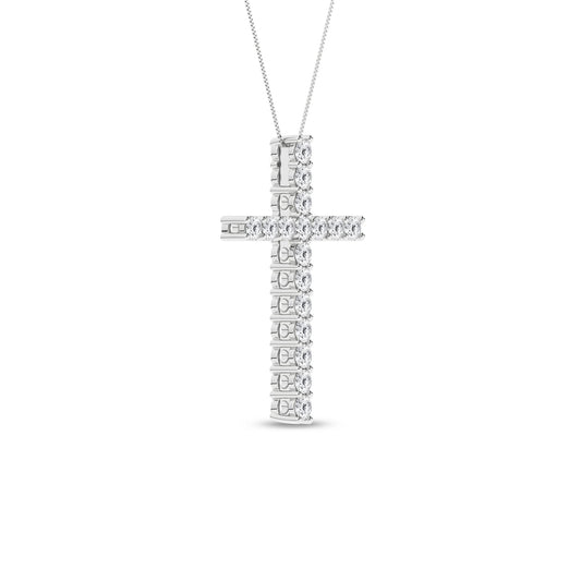 14K White Gold Lab Grown Diamond Cross Pendant (18")