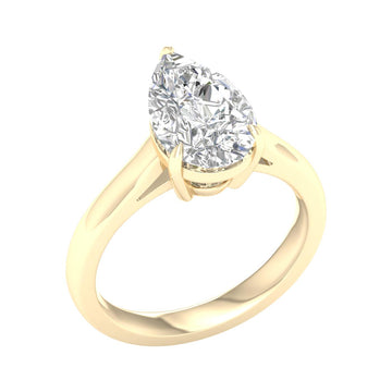 14K Yellow Gold Lab Grown 3.04ct Pear Diamond Engagement Ring