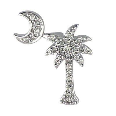 14K White Gold Palmetto Tree Necklace