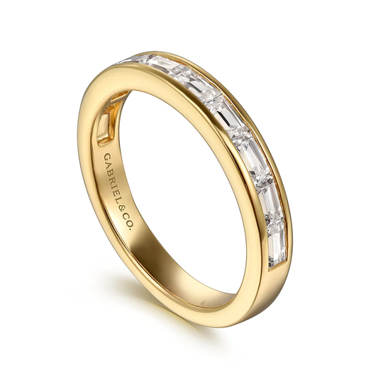 14K Yellow Gold Channel Set Baguette Diamond Anniversary Band