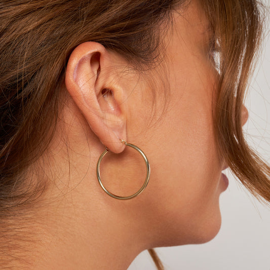 2mm x 30mm Polished Hoop Earrings
