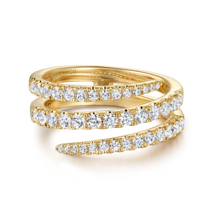 14K Yellow Gold Diamond Spike Wrap Ladies Ring