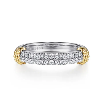 14K Yellow Gold and 925 Sterling Silver Bujukan White Sapphire Stackable Ring