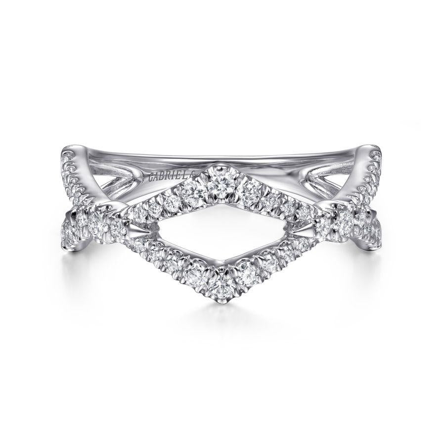 14K White Gold Twisted Diamond Ring