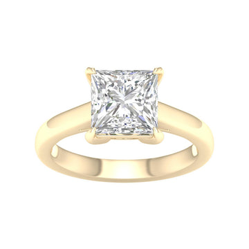 14K Yellow Gold Lab Grown 3.04ct Princess Diamond Engagement Ring