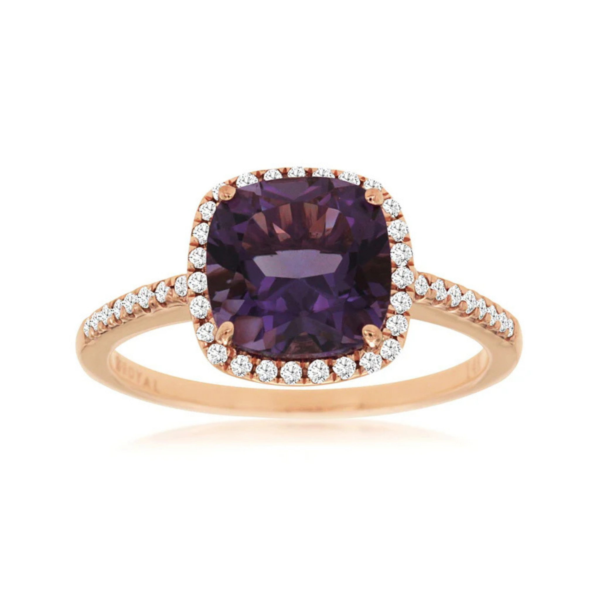 14KT PG .18CTW(RG)(C)AMETHYST/PAVE DIAMOND RING(C1.90CT AME)