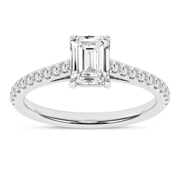 14K White Gold Lab Grown 1.32 CTW Emerald Diamond Engagement Ring