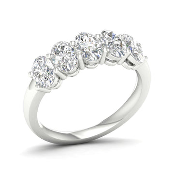 14K White Gold Lab Grown 2.0CTW Oval Diamond 5 Stone Band