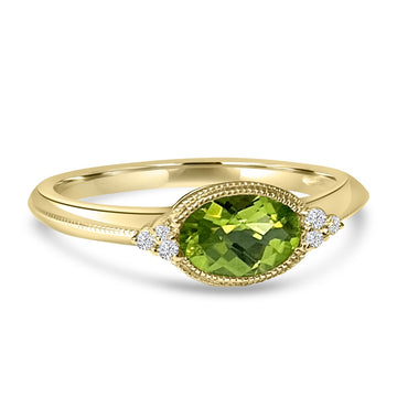 14K Yellow Gold Bezel Set Peridot Ring