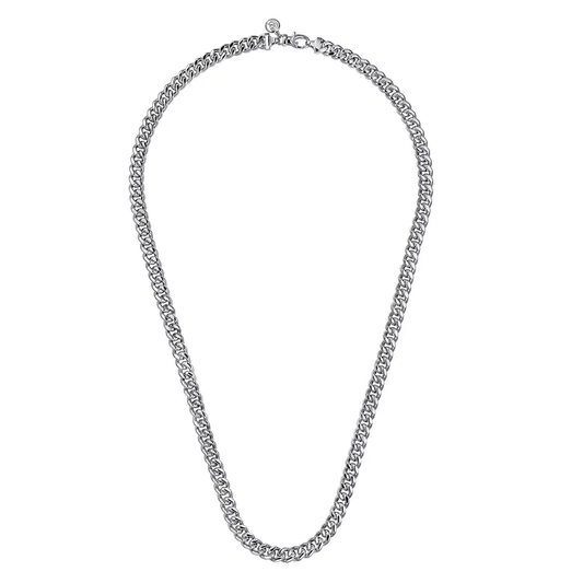 22 Inch 7mm 925 Sterling Silver Men's Solid Diamond Cut Cuban Link Necklace