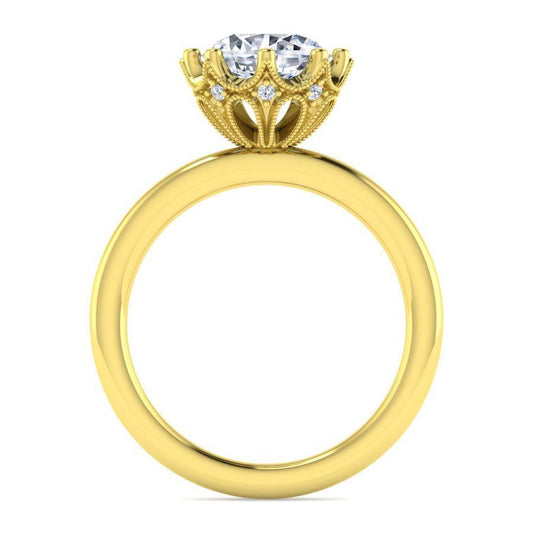 14K Yellow Gold Round Solitaire Diamond Engagement Ring