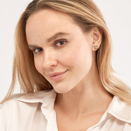 14K White Gold 7mm Polished Ball Stud Earrings